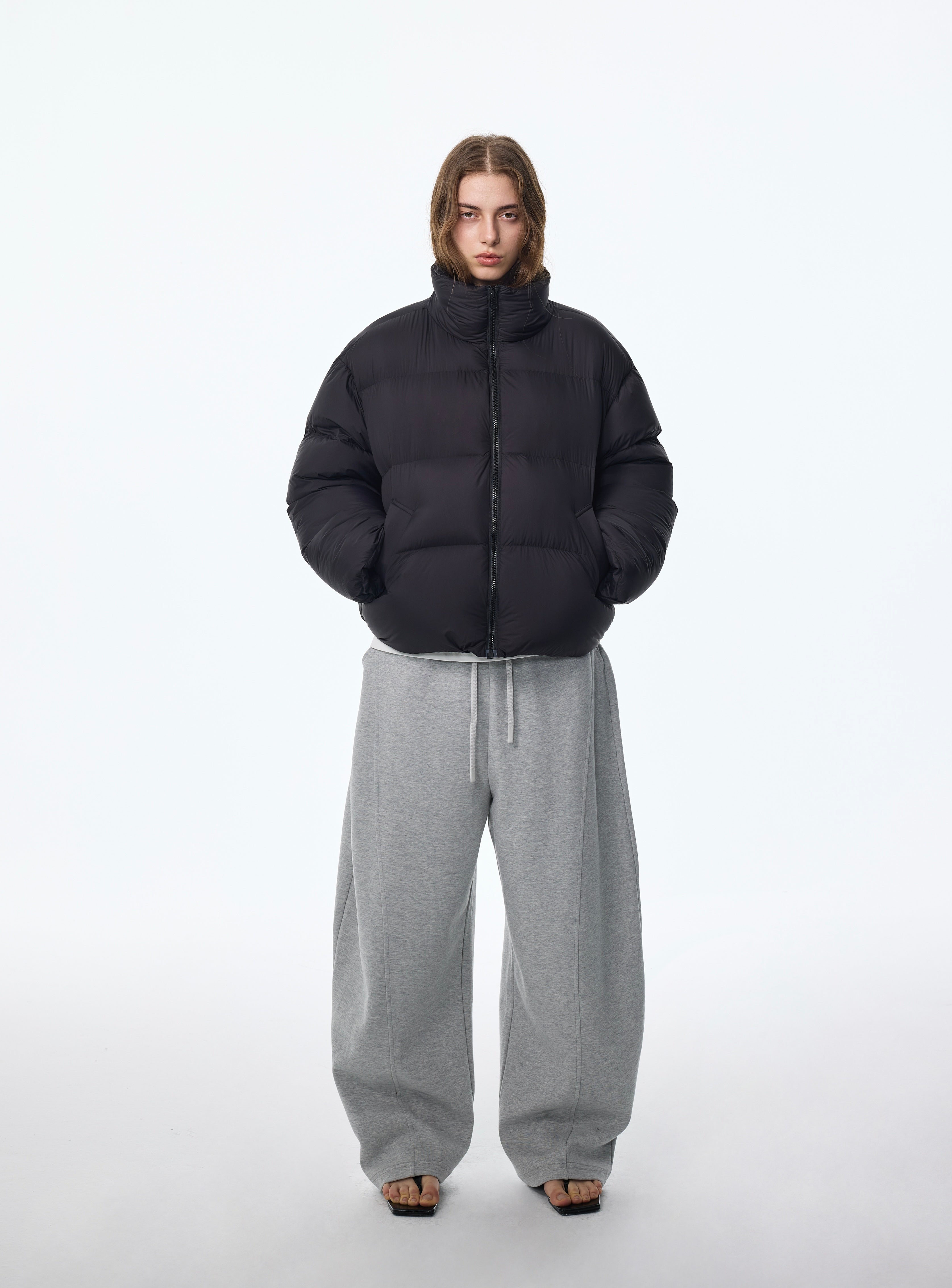 Chaqueta de plumón de ganso con cuello alto