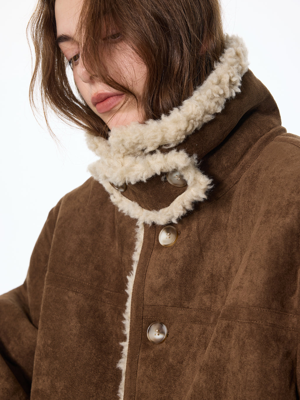 Veste réversible effet peau de mouton retournée 