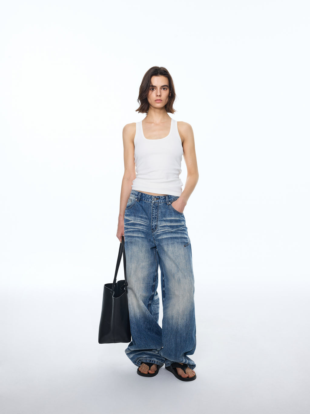 Pattern Soft Wide-Leg Denim