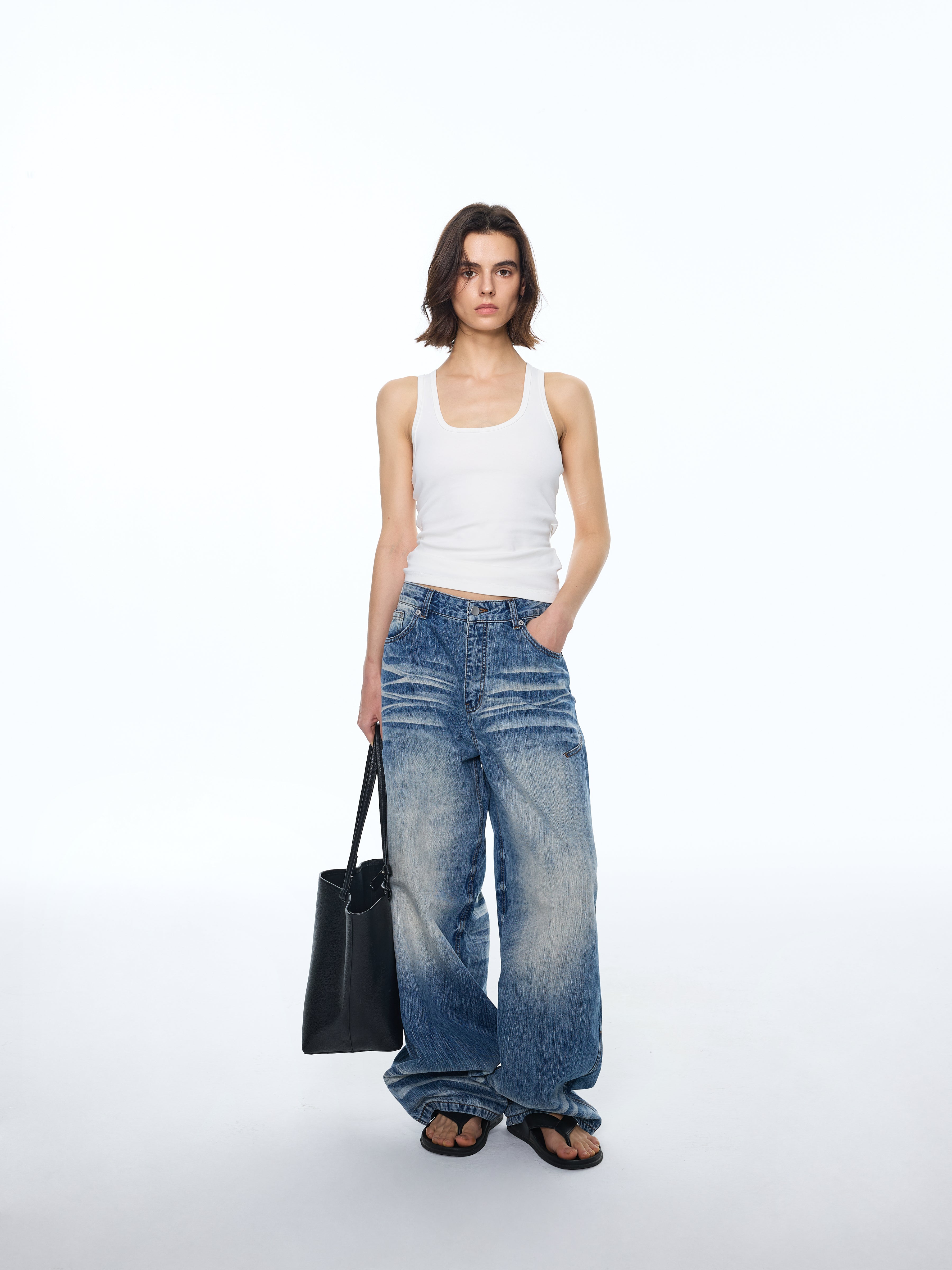 Pattern Soft Wide-Leg Denim