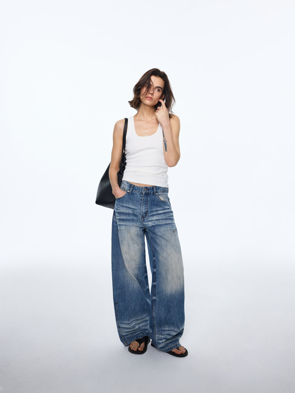 Pattern Soft Wide-Leg Denim