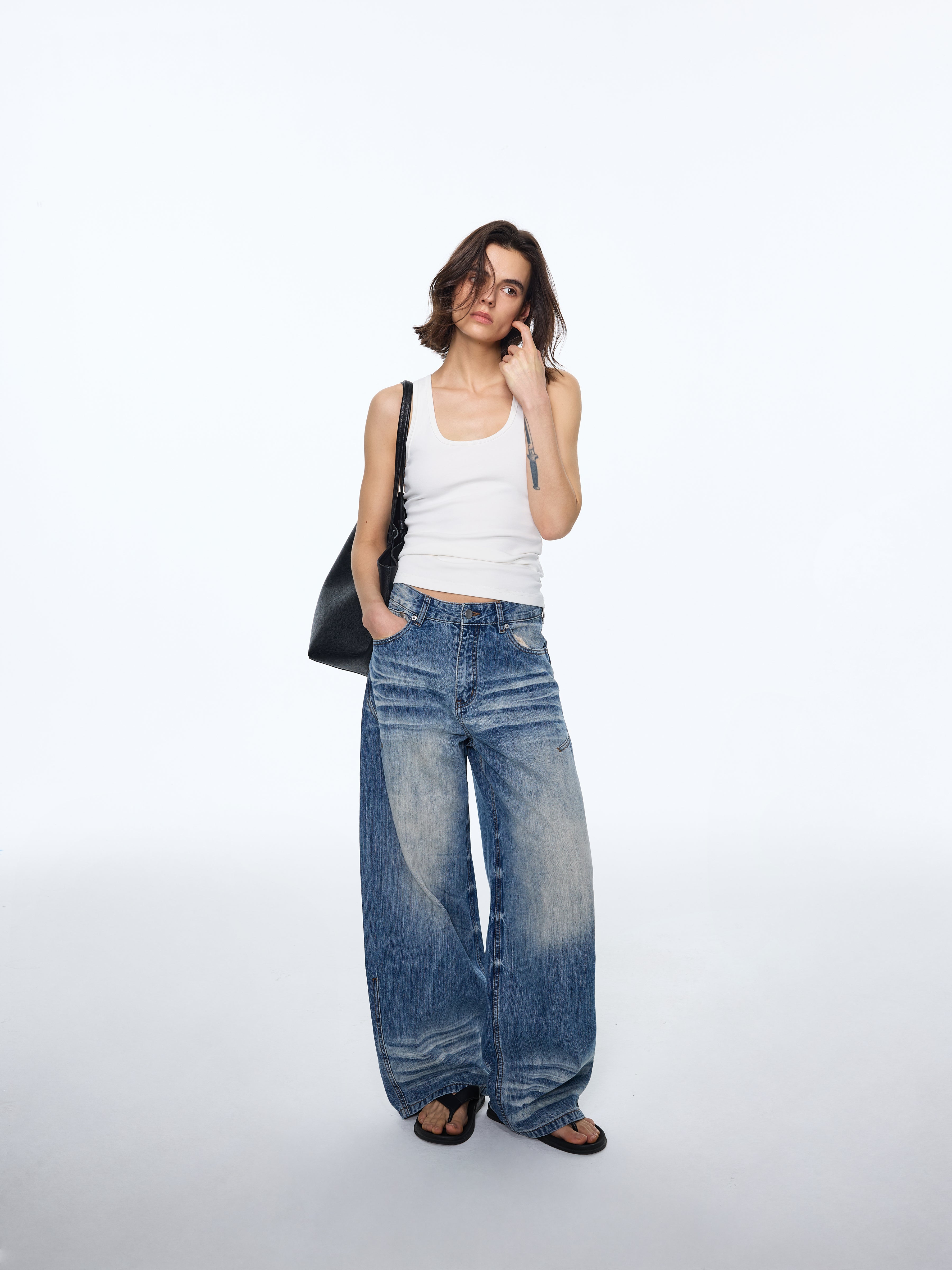 Pattern Soft Wide-Leg Denim