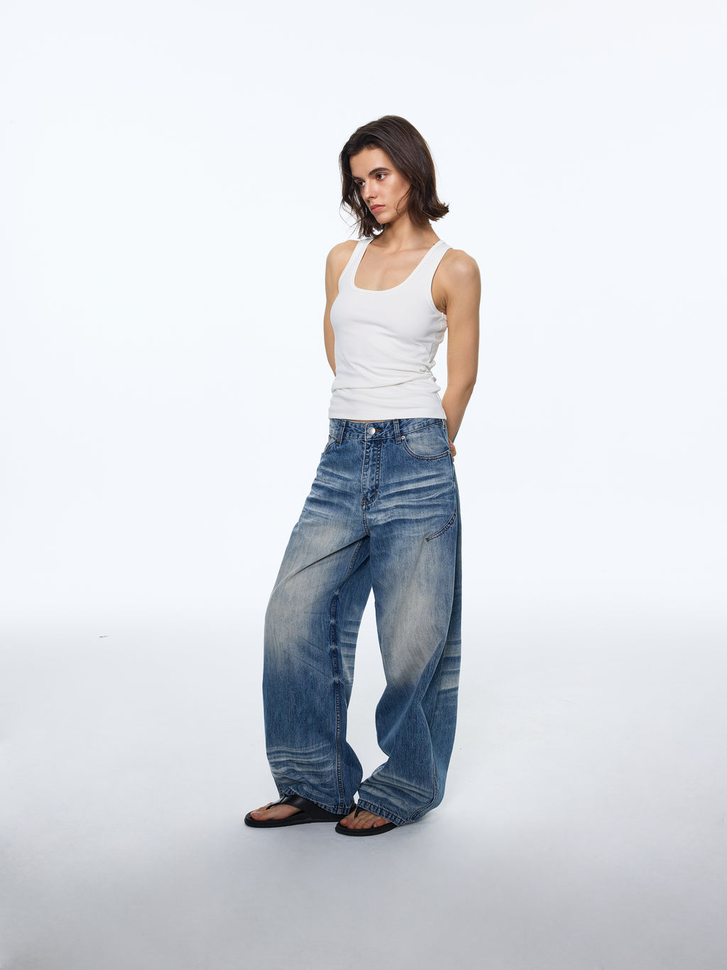 Pattern Soft Wide-Leg Denim