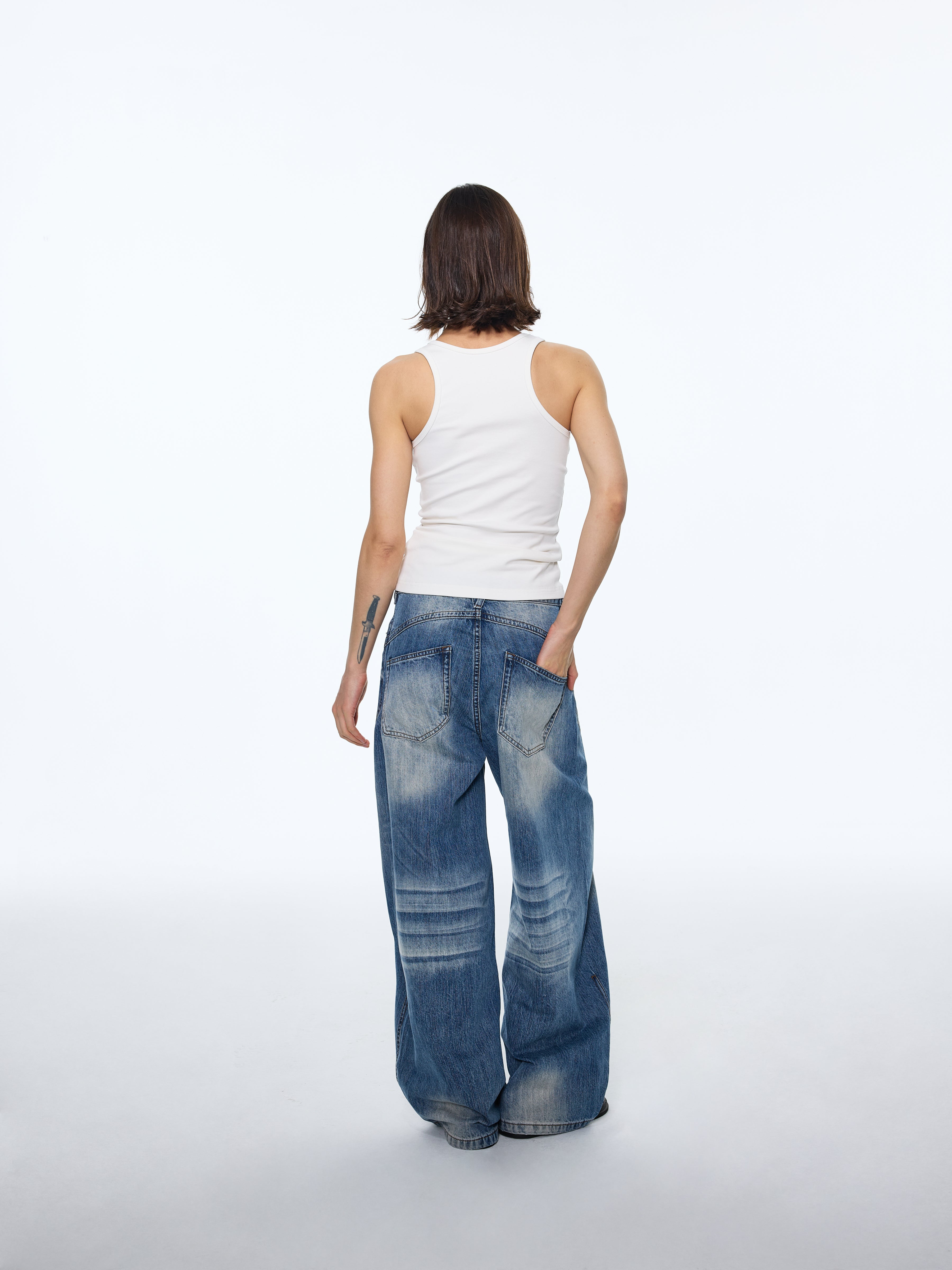 Pattern Soft Wide-Leg Denim
