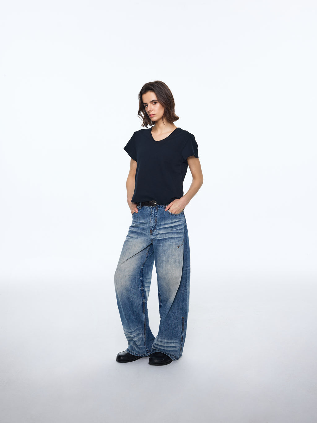 Pattern Soft Wide-Leg Denim