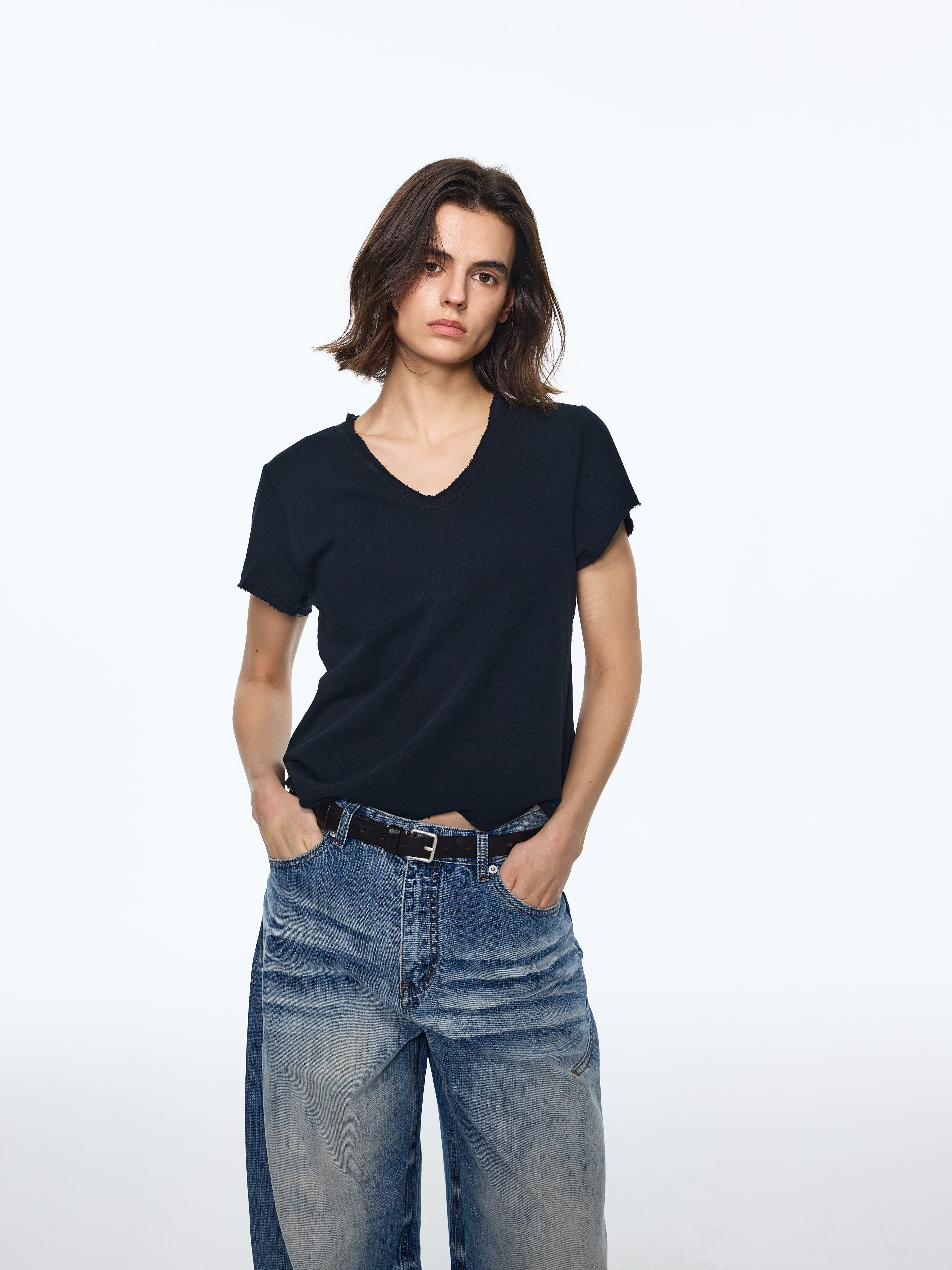 High-Twist Long-Staple V-Neck Tee