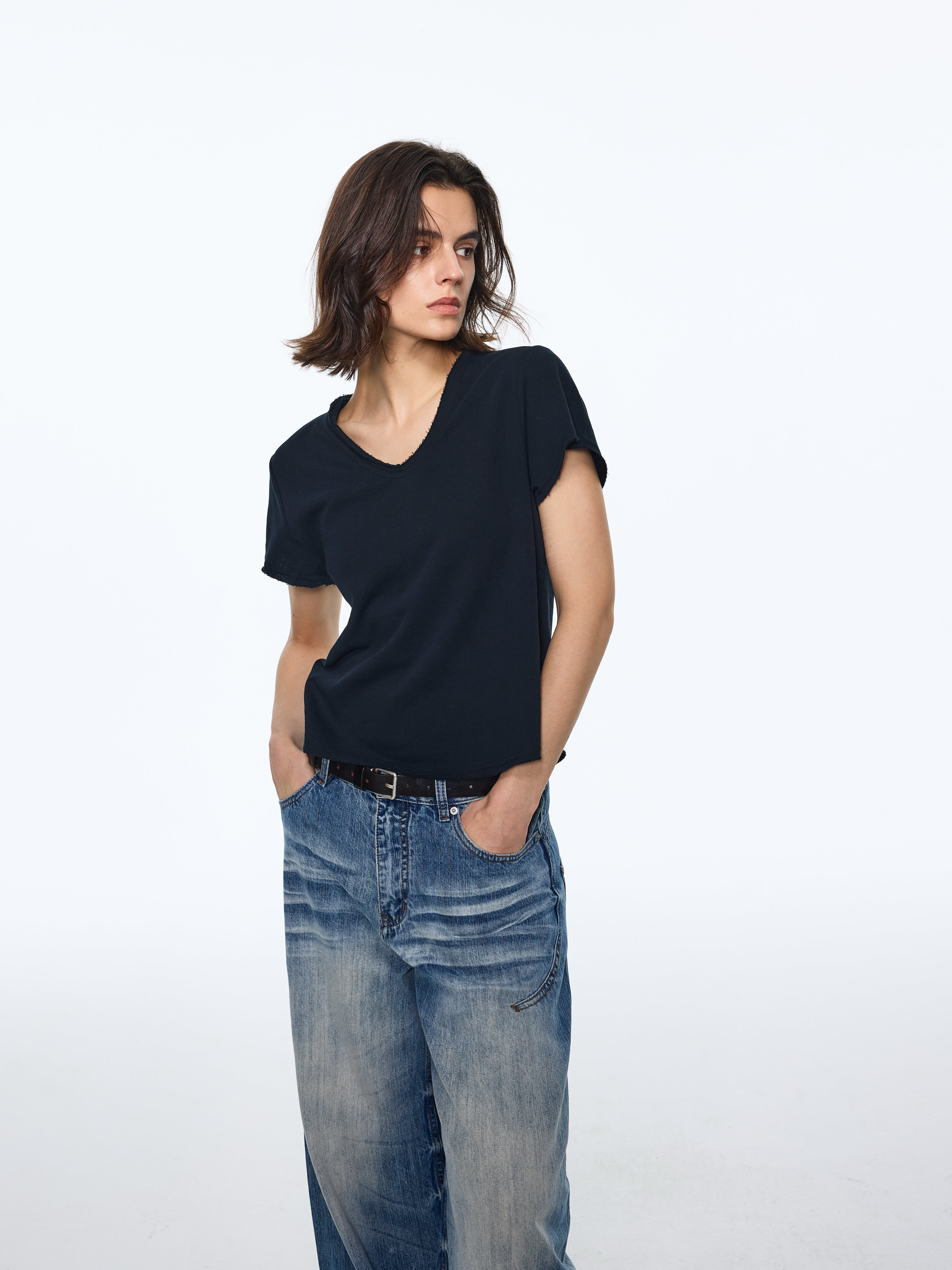 High-Twist Long-Staple V-Neck Tee
