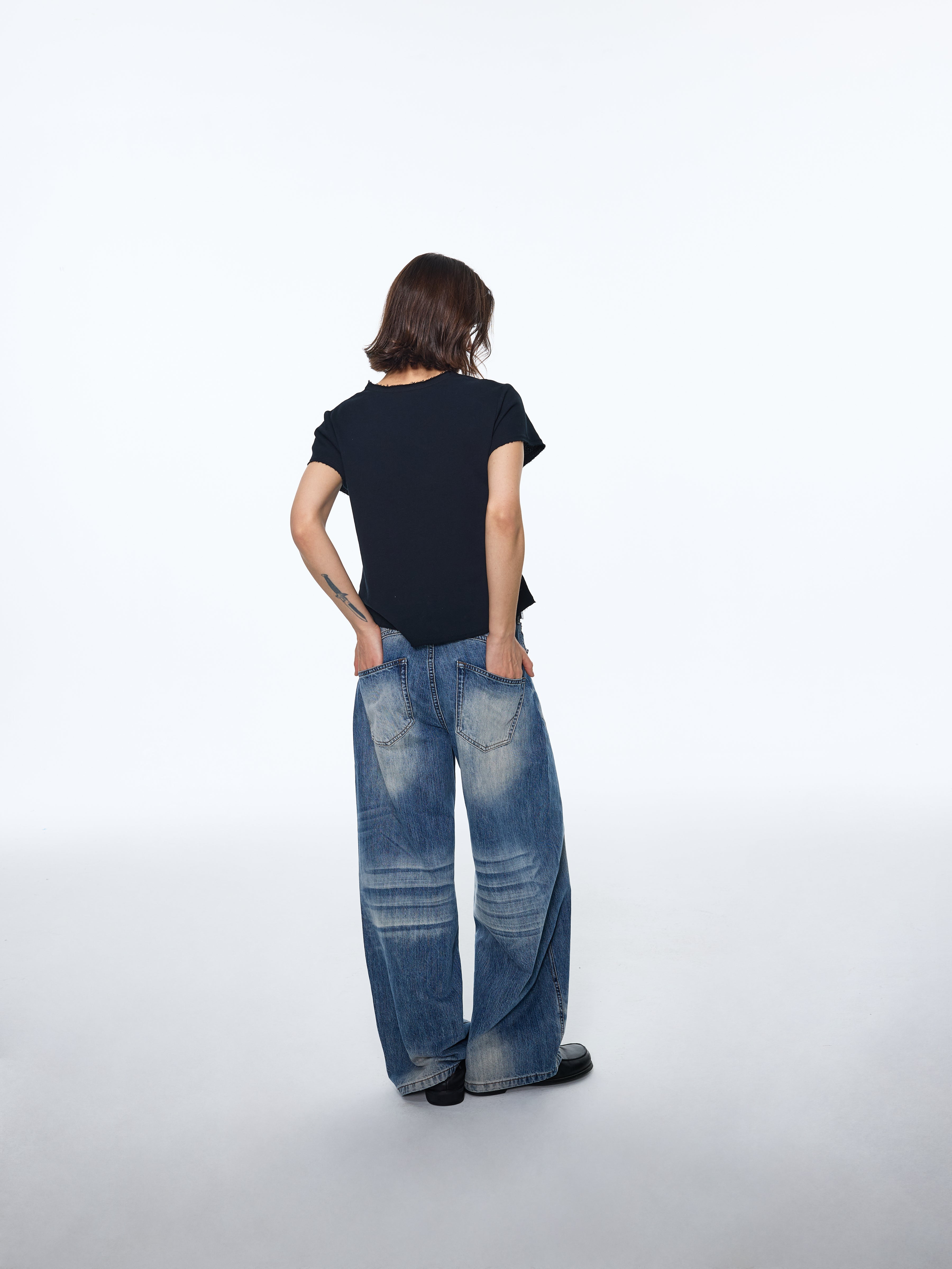 Pattern Soft Wide-Leg Denim