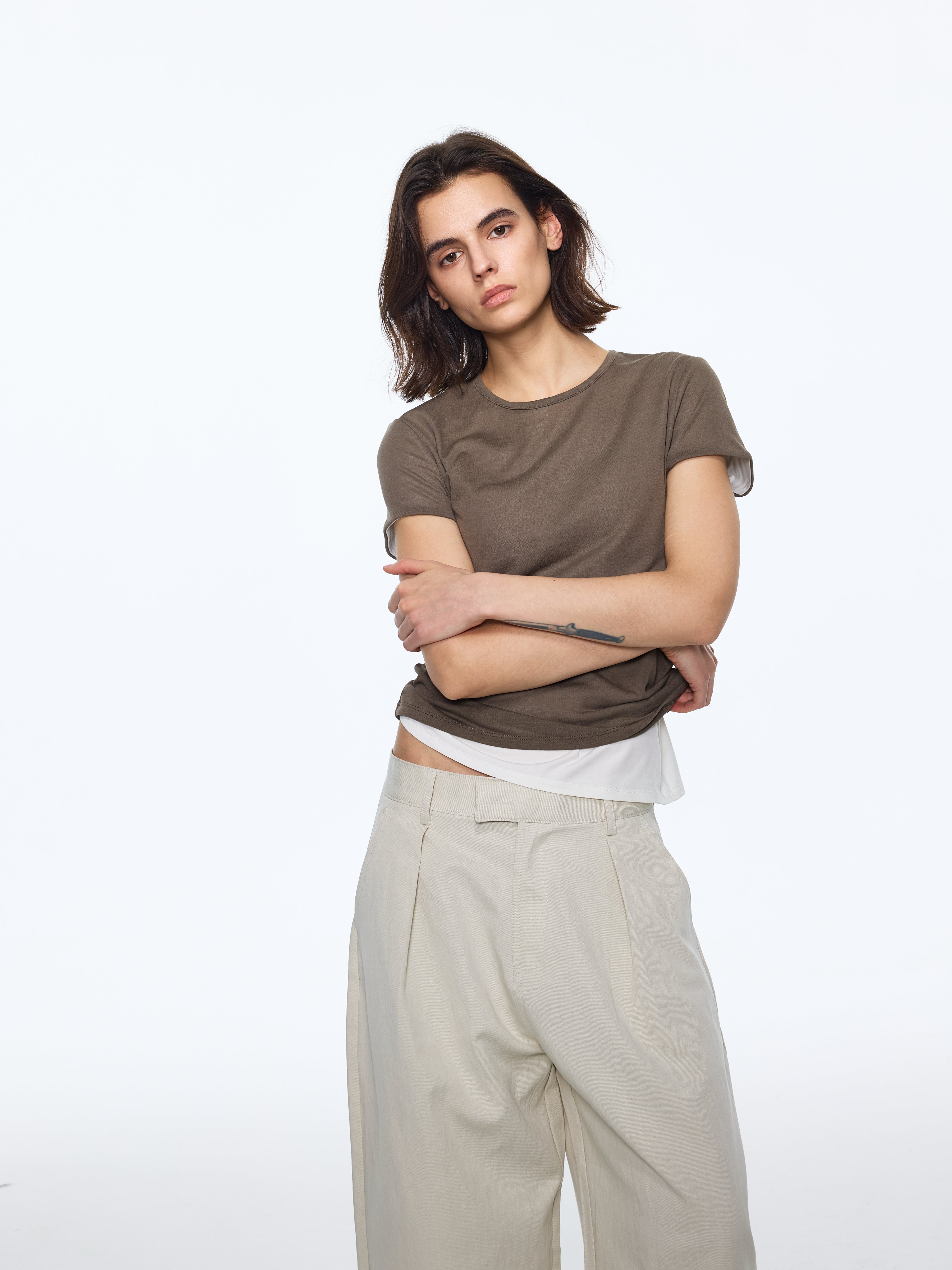 Spliced Layered-Knit Tee