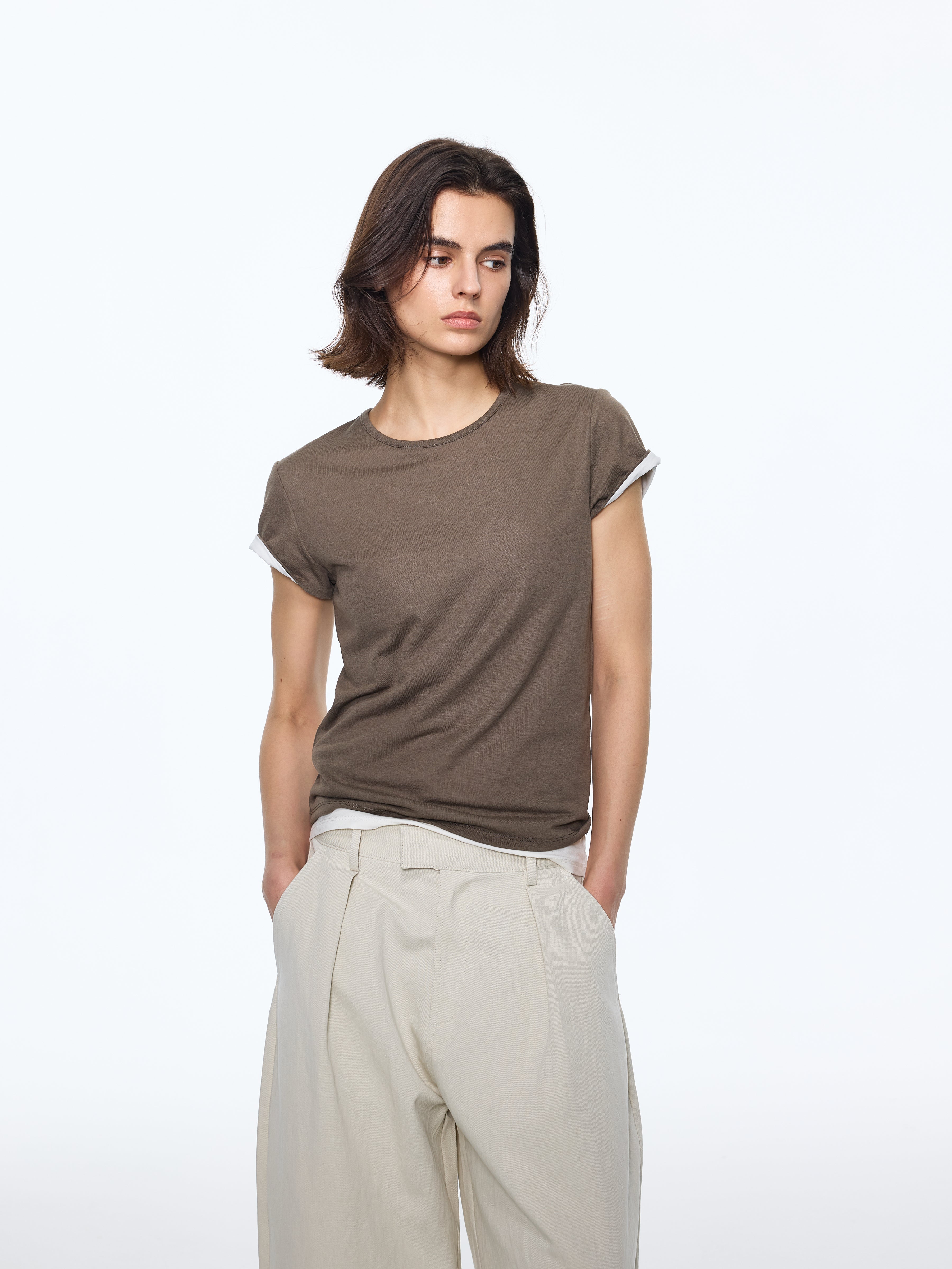 Spliced Layered-Knit Tee