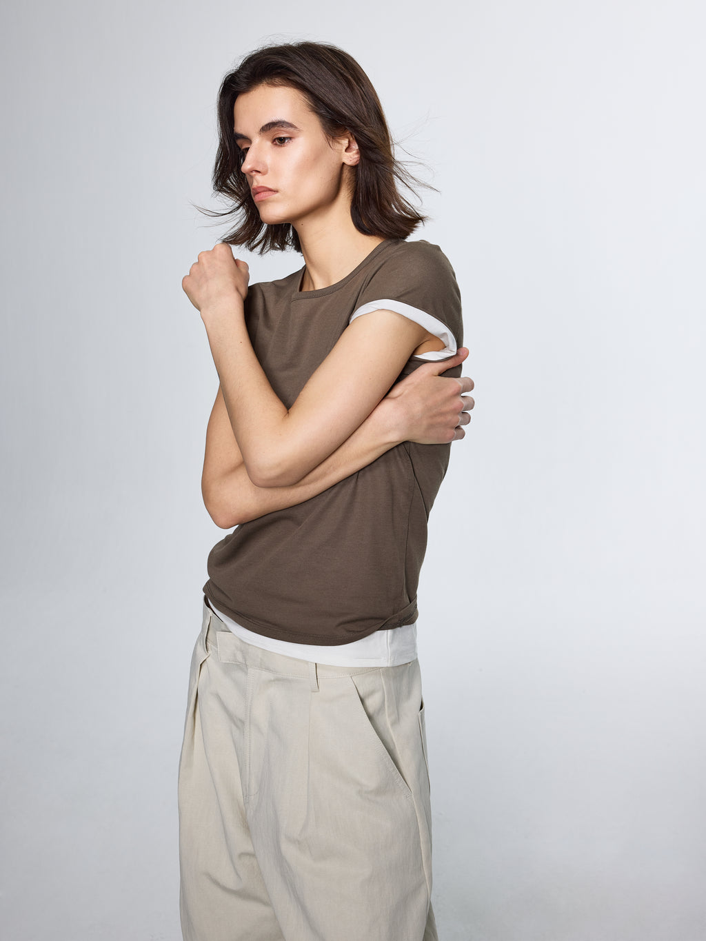 Spliced Layered-Knit Tee
