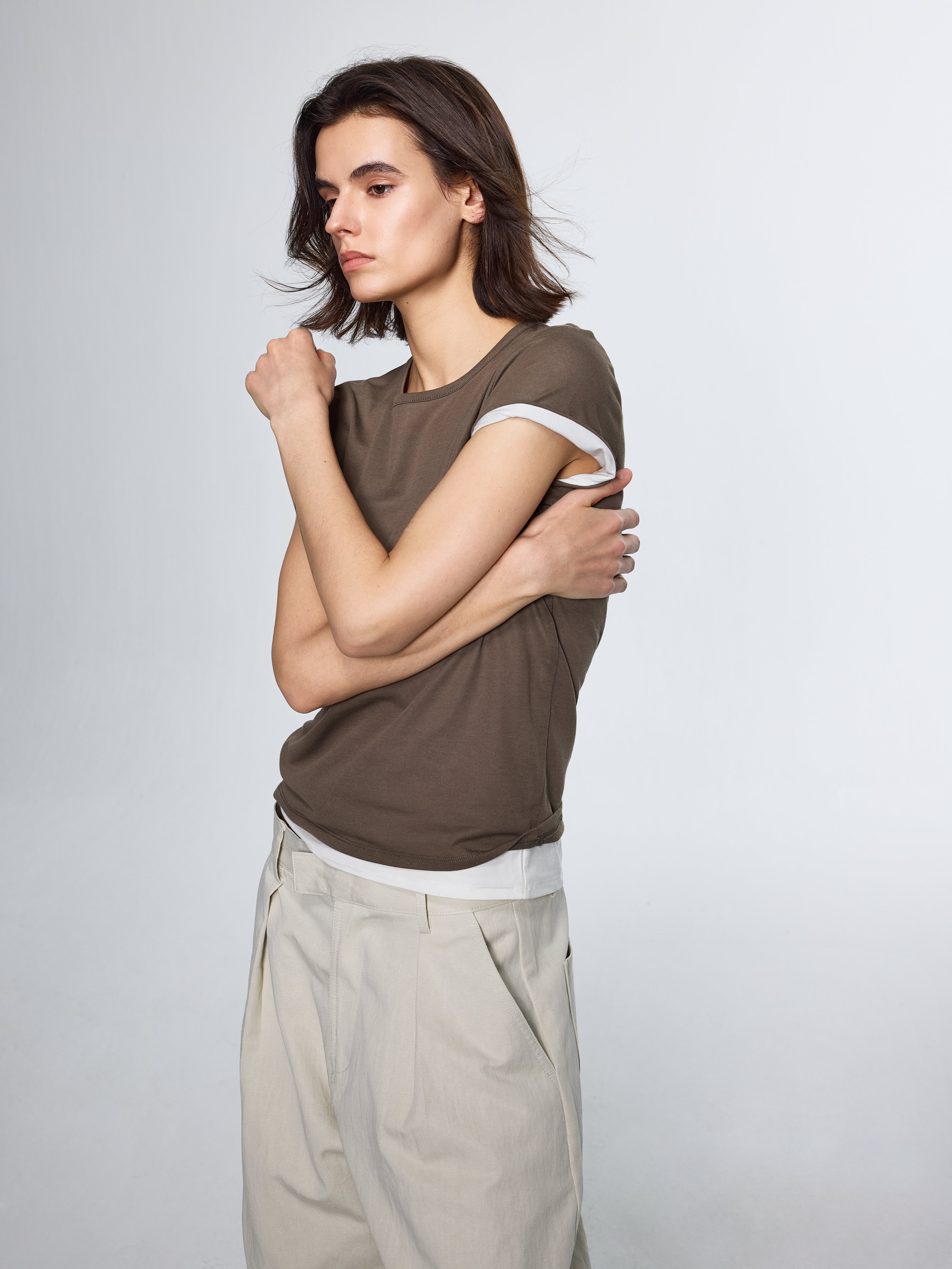Spliced Layered-Knit Tee