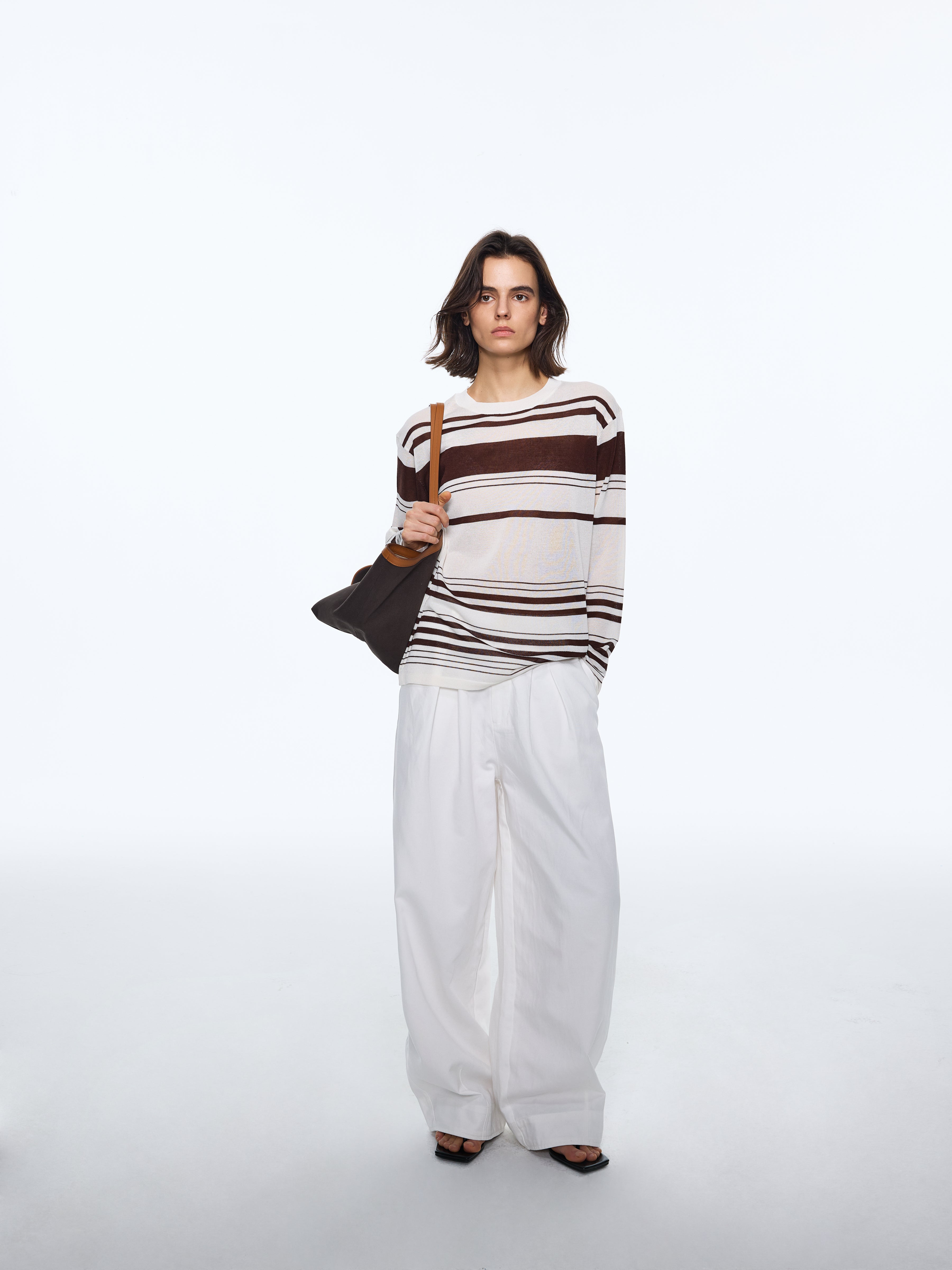 Linen-Blend Stripe Sun Shell