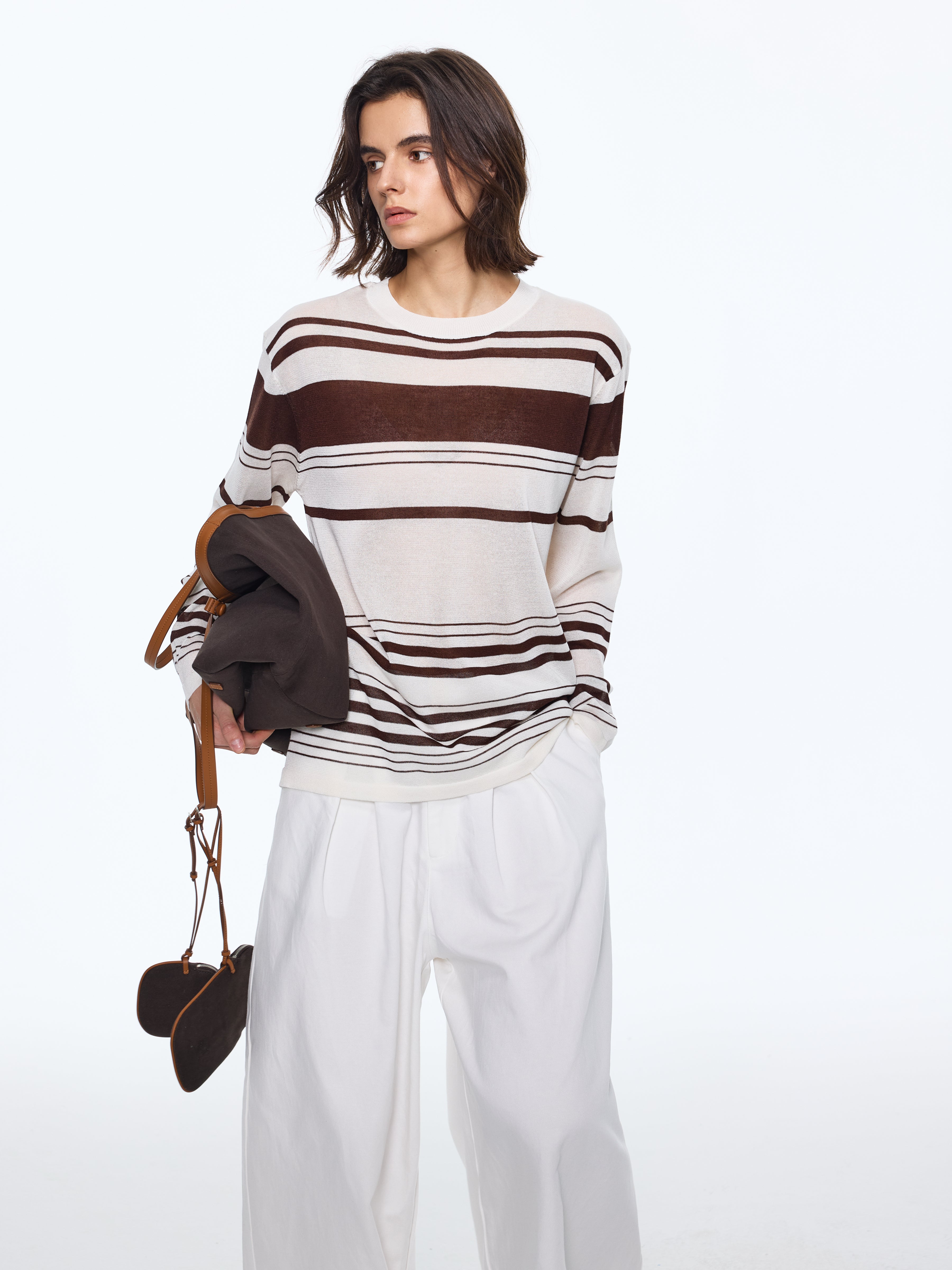 Linen-Blend Stripe Sun Shell