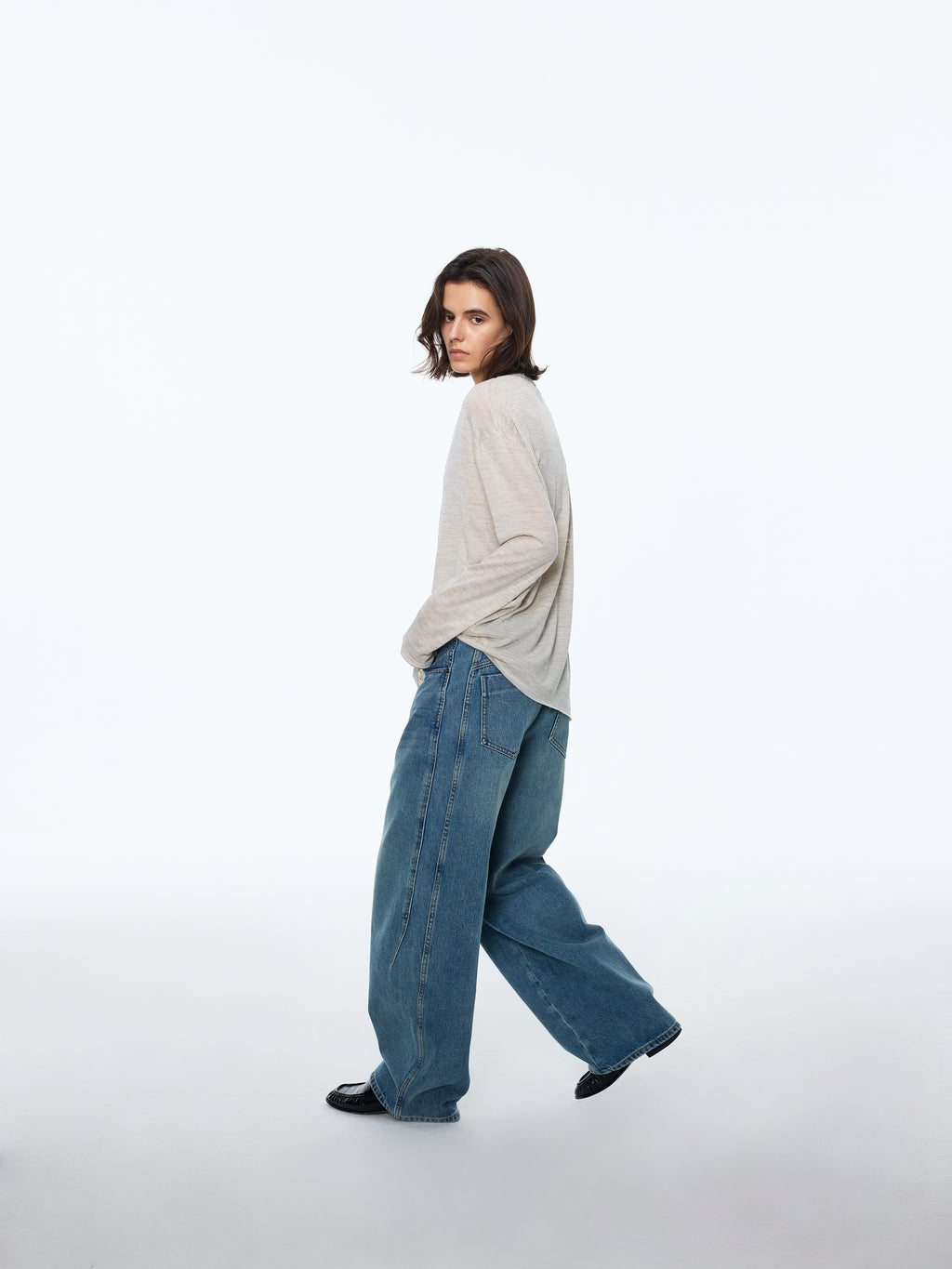 Linen-Touch Texture Melange Knit