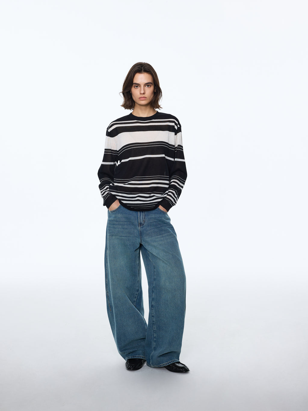 Linen-Blend Stripe Sun Shell