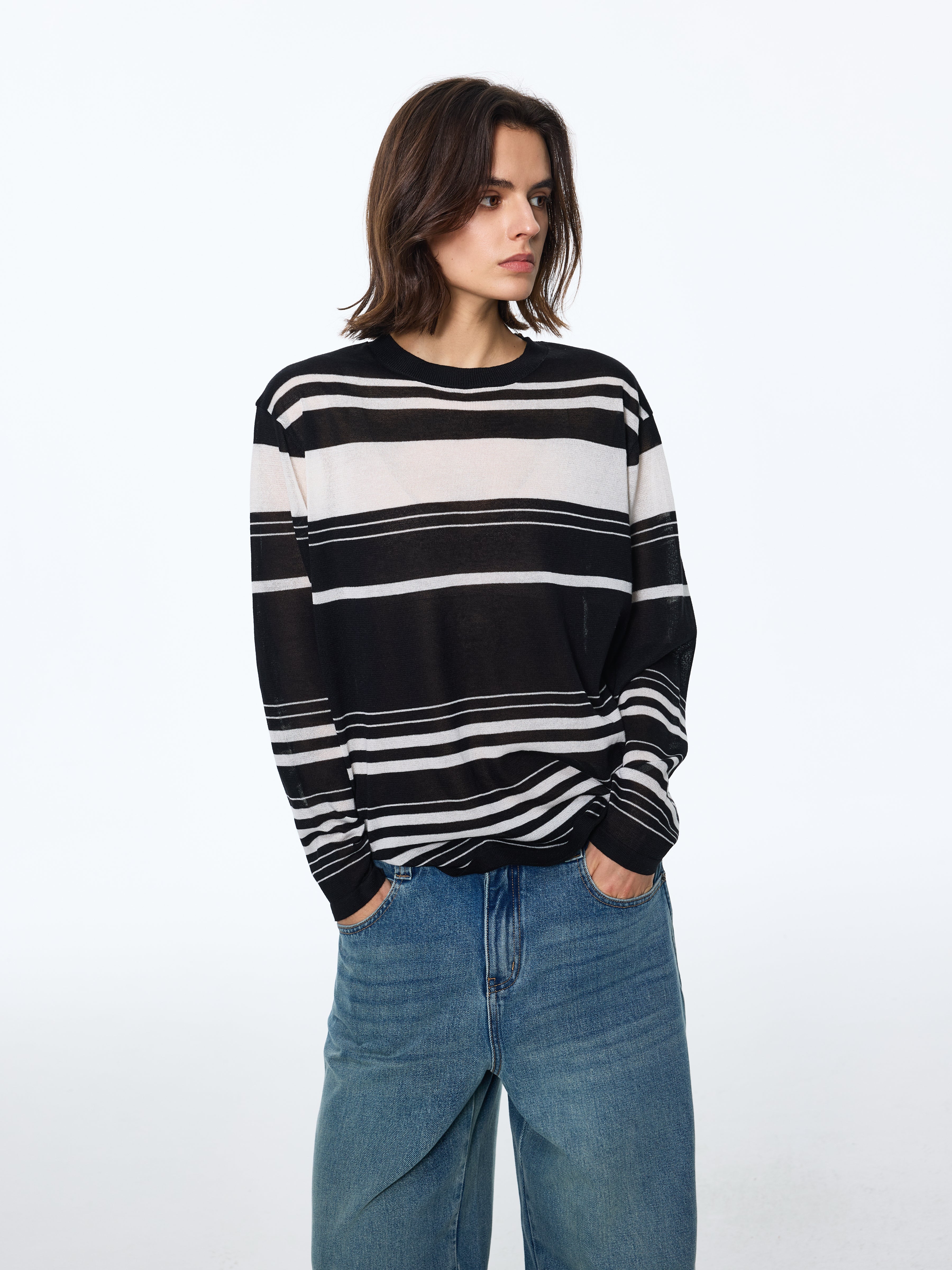 Linen-Blend Stripe Sun Shell