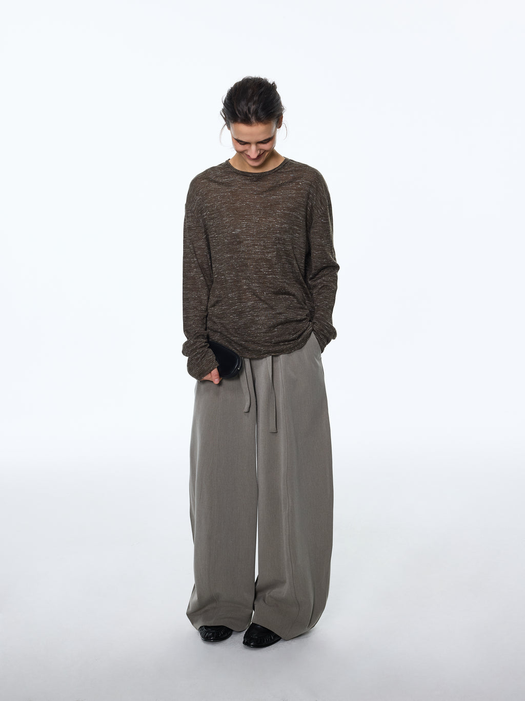 Linen-Touch Texture Melange Knit