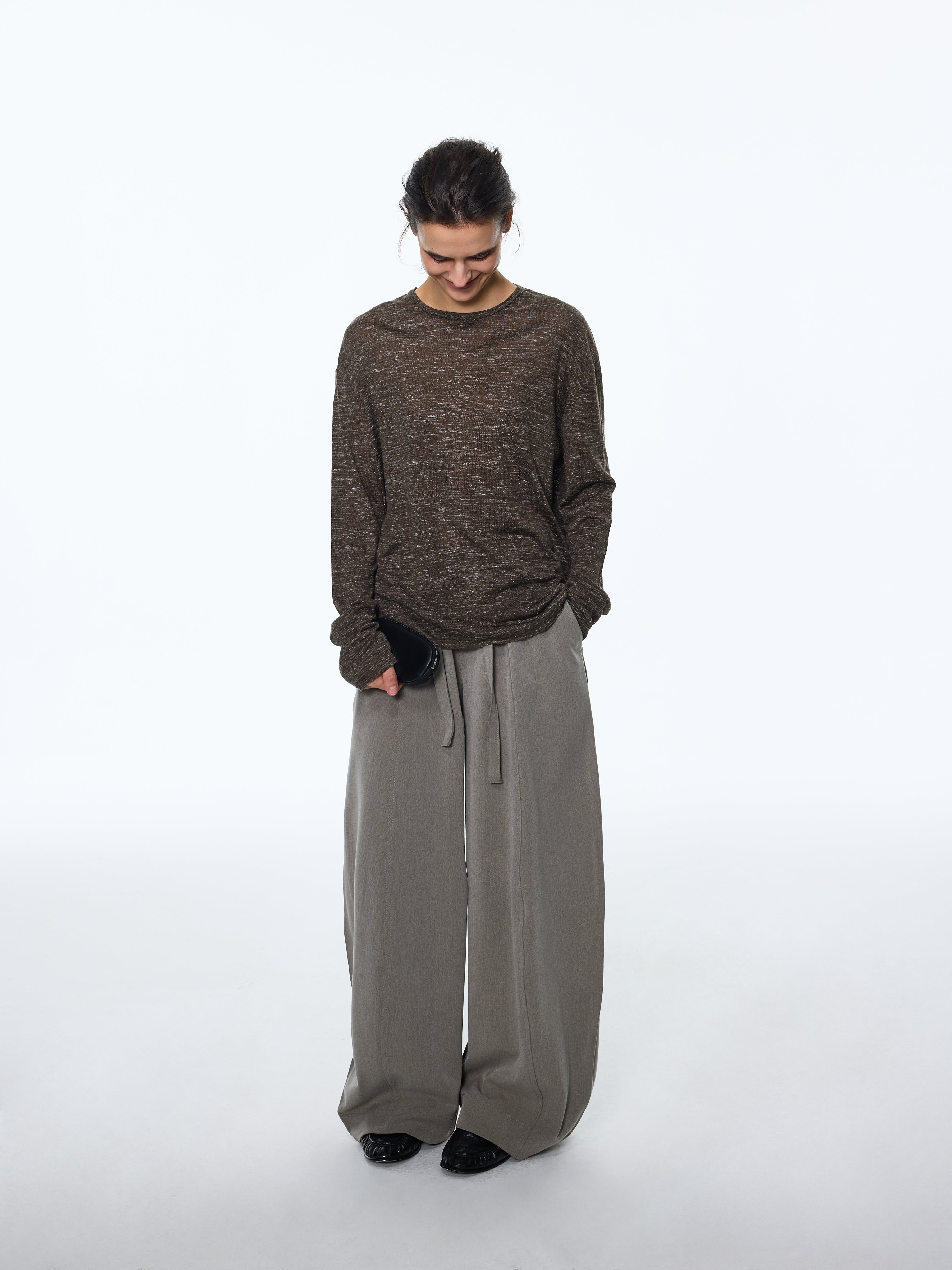 Linen-Touch Texture Melange Knit