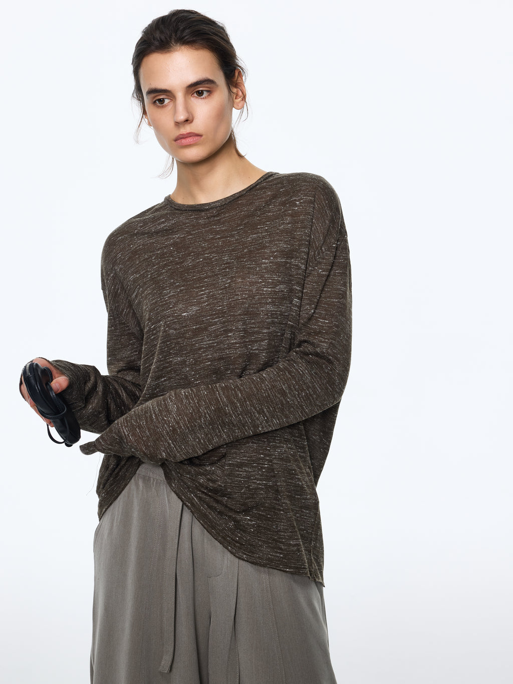 Linen-Touch Texture Melange Knit
