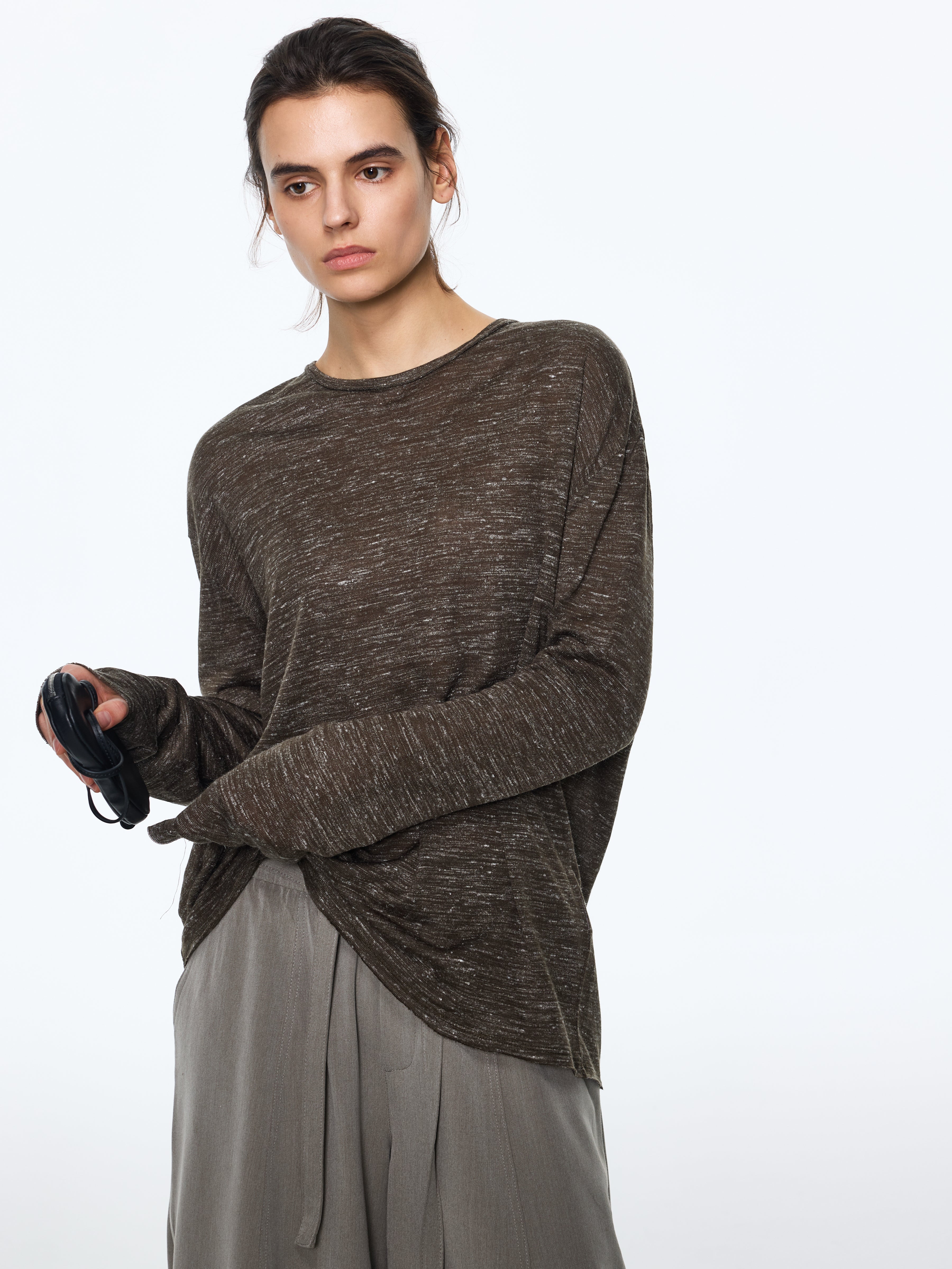 Linen-Touch Texture Melange Knit