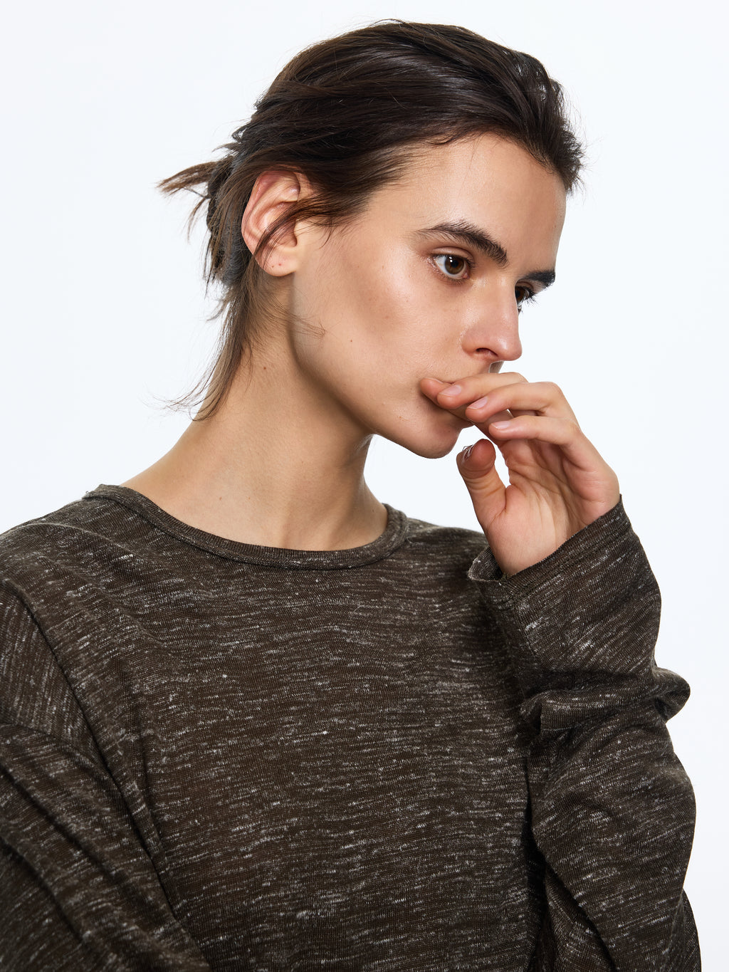 Linen-Touch Texture Melange Knit