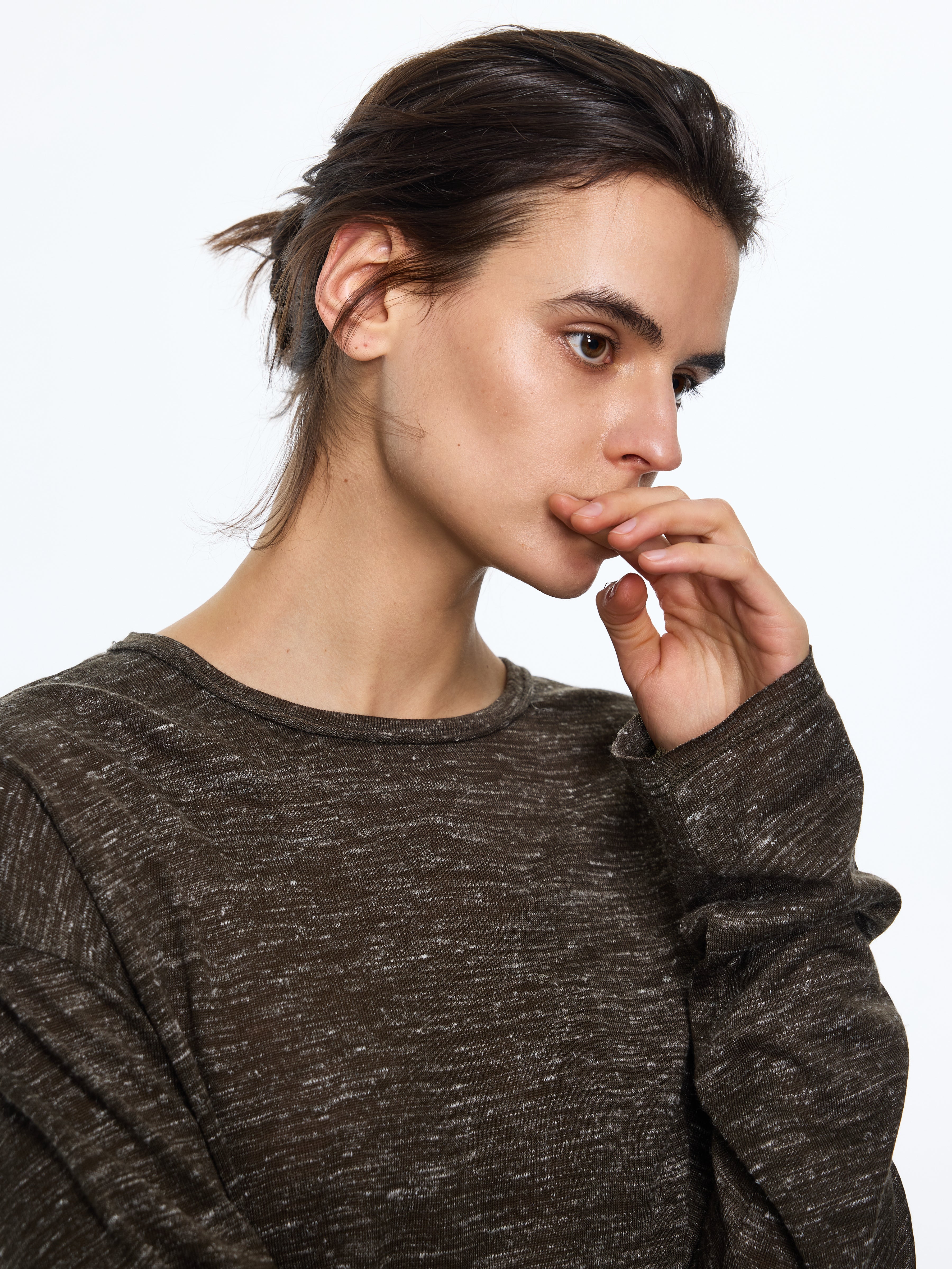 Linen-Touch Texture Melange Knit