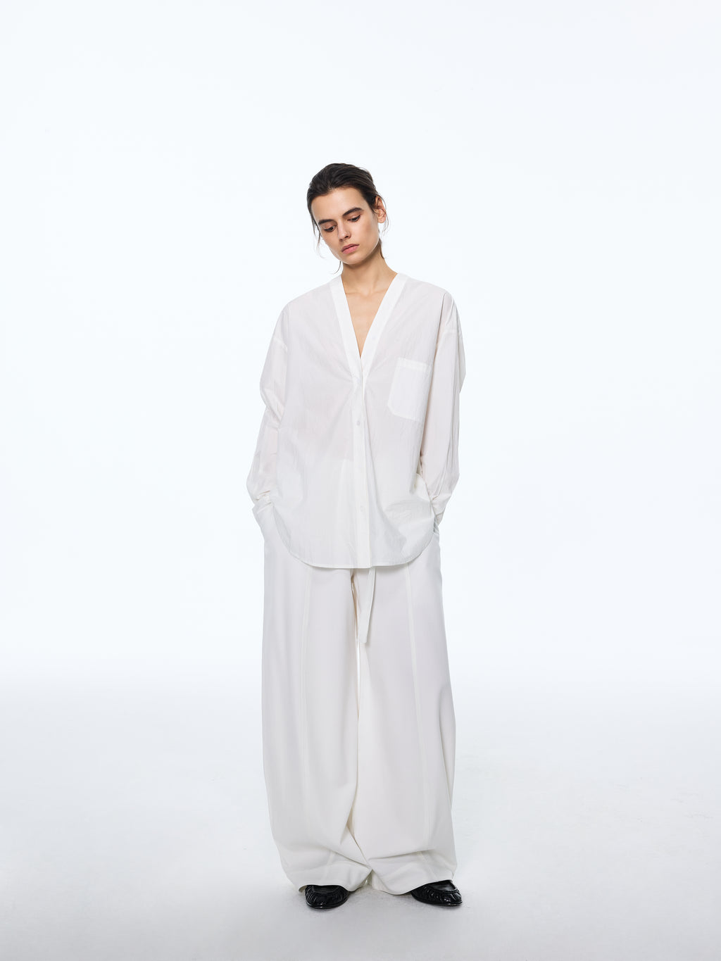 Pima Collarless Paper-Shirt