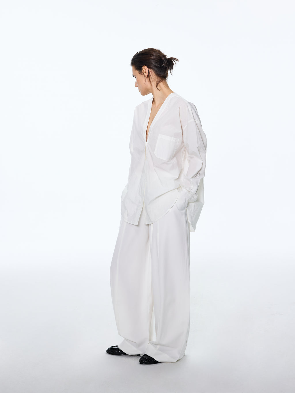 Pima Collarless Paper-Shirt