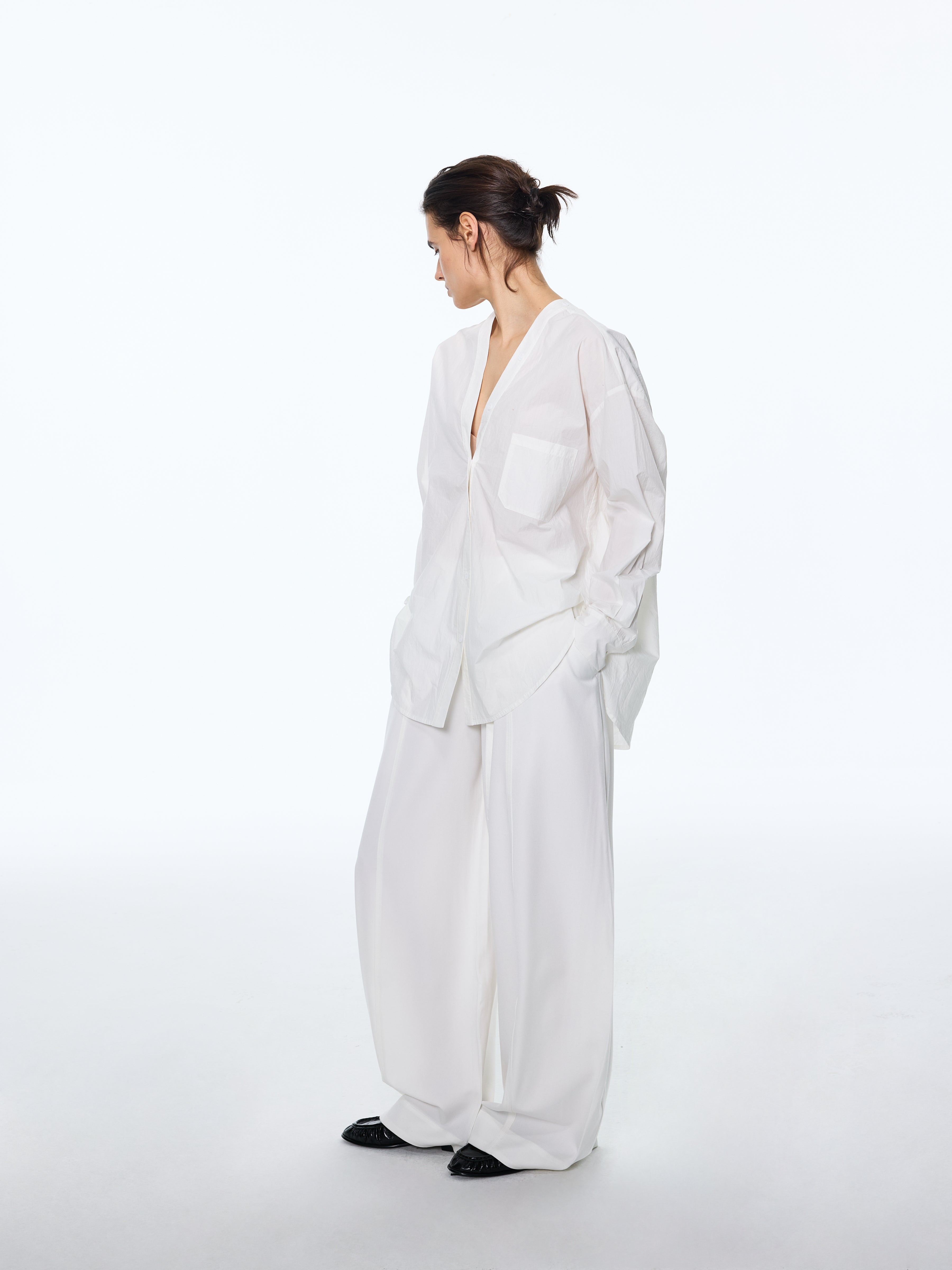 Pima Collarless Paper-Shirt