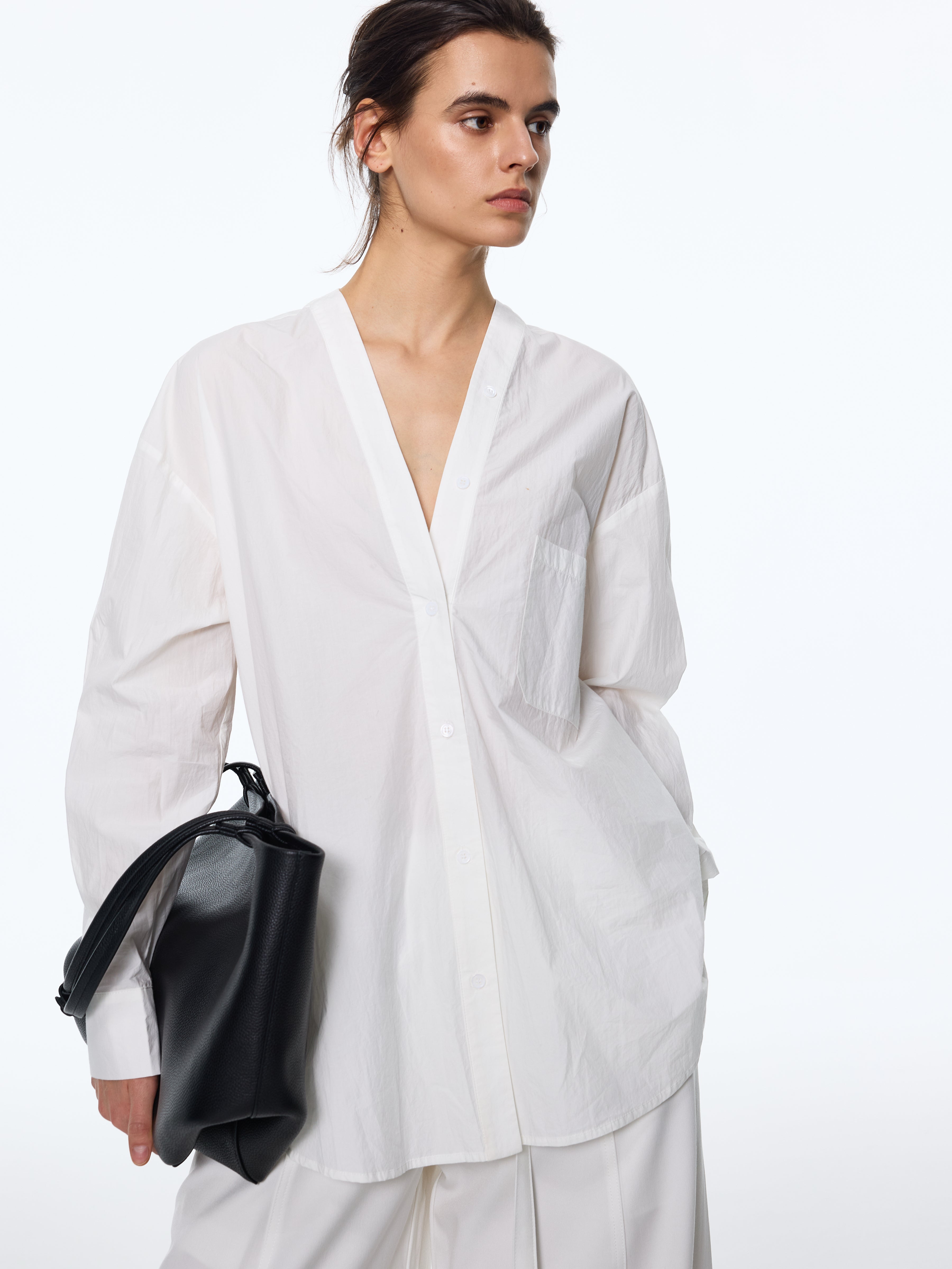 Pima Collarless Paper-Shirt