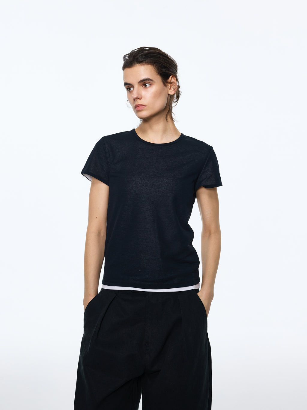 Spliced Layered-Knit Tee