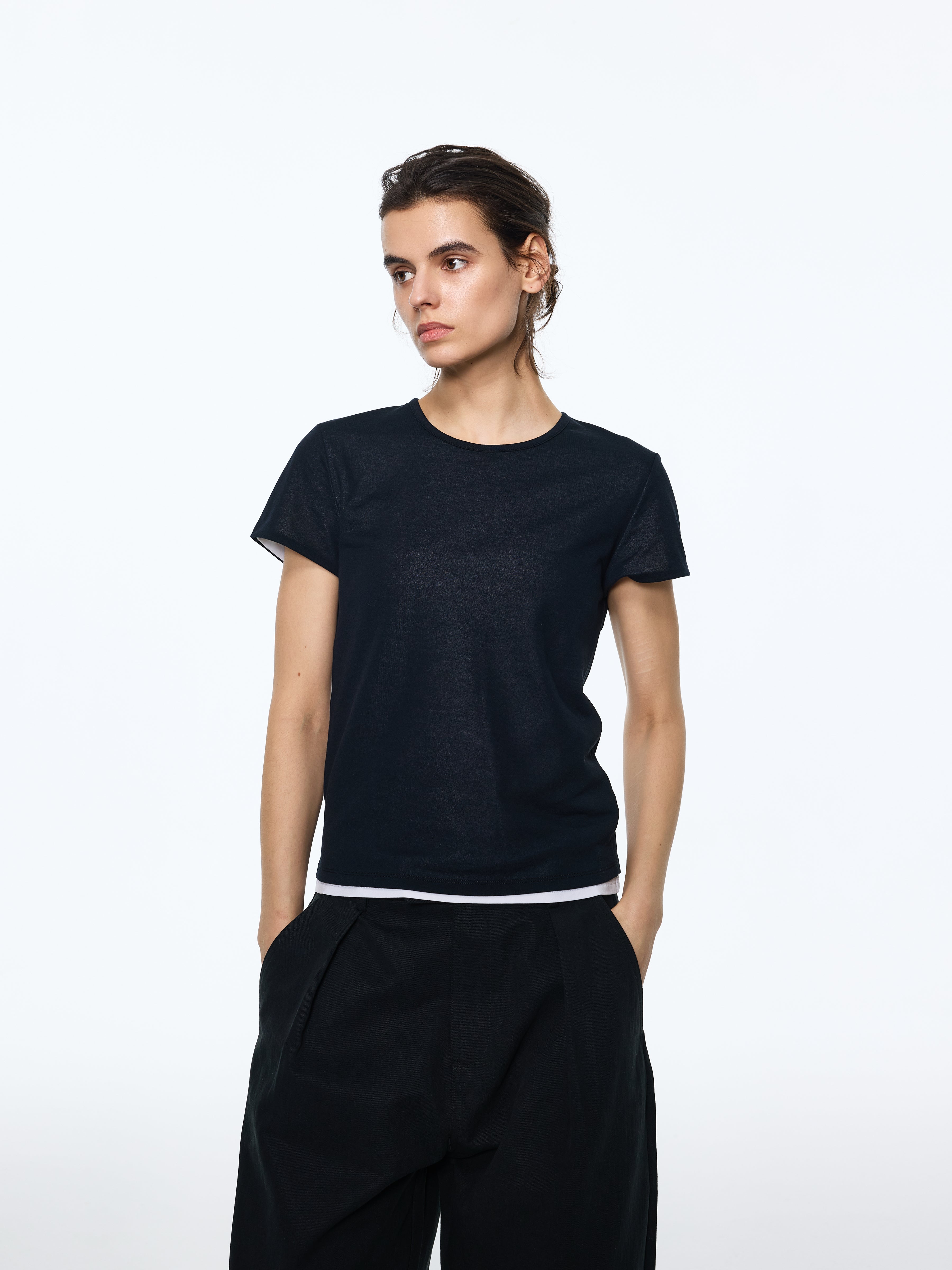 Spliced Layered-Knit Tee